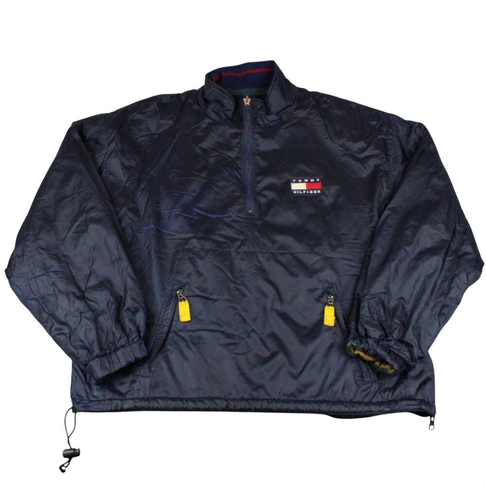 Tommy Hilfiger Vintage 90s Men's Blue/Yellow/Green/Red Jacket Big Logo - Size XL